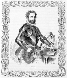 Portrait de Luis de Camoens en armure - gravure