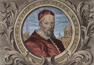 Portrait du pape Innocent X (Innocenzo, Innocentius ou Giovanni Battista Pamphili) (1644-1655). gravure