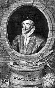 Portrait de Sir Walter Raleigh (1554 - 1618), courtisan, navigateur et écrivain anglais. Gravure du 18ème siècle.