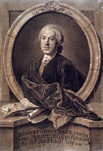Portrait du compositeur anglais Johann Adolf Hasse (1699-1783) Gravure. 18ème siècle. Bologne, civico museo musico - Unknown artist