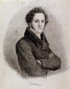 Portrait du compositeur italien Vincenzo Bellini (Gravure. 19ème siècle)