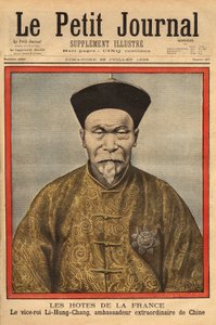 Portrait du vice-roi de Petchili, Li Hung Chung, ambassadeur extraordinaire de Chine en France, en visite officielle en 1896. Gravure dans « Le petit journal » 28/07/1896. Collection Selva.