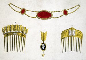 Peignes et épingles précieux, vers 1810