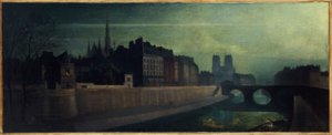 Quai des Orfèvres, Pont Saint-Michel, Notre-Dame, vers 1860; effet de nuit, actuels 1er et 4e arrondissements - Unknown artist