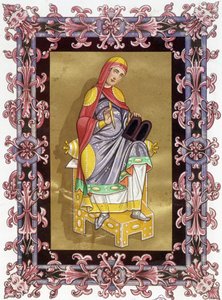 Radegonde (ca. 520 - 587), reine de France, épouse de Clotaire (Clothaire) Ier. Chromolithographie du 19ème siècle basée sur une enluminure - Unknown artist
