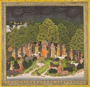 Radha et Krishna se rencontrent dans la forêt pendant une tempête - Unknown artist