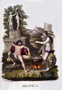 Représentation de Médée préparant ses malédictions après le cycle des Argonautes. Gravure du 19ème siècle. - Unknown artist