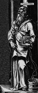 Représentation du philosophe grec stoïcien Cléanthe (330-232 av. J.-C.) Gravure du frontispice de « Œuvres philosophiques » par Sénèque