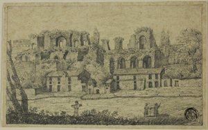 Paysage fluvial avec ruines romaines - Unknown artist