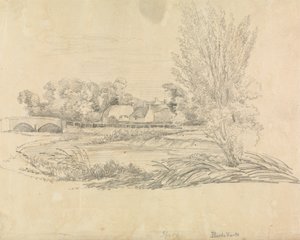 Paysage rural avec pont et cottages - Unknown artist