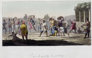 Jeux russes de Gorodky et pristinsky et autres distractions, Russie. Dans "Le costume ancien et moderne" 1819-1820 par Ferrario