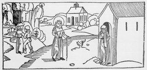 Saint Pasteur. Gravure de "Leben der Heiligen - sommerteil" (Le livre des saints) par Jacobus (Jacques) de Voragine (1228-1298). Lübeck 1488.