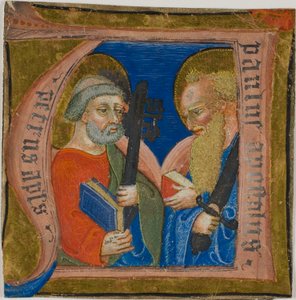 Saints Pierre et Paul dans une initiale "N" historiée provenant d