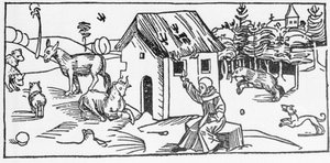 San Marinus. Gravure de « Leben der Heiligen - sommerteil » (Le livre des saints) par Jacobus (Jacques) de Voragine (1228-1298). Lübeck 1488