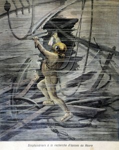 Scaphandrier cherchant des épaves au Havre. Illustration du « Petit Journal » de 1892.