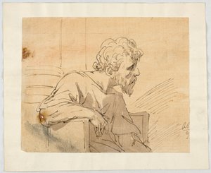Homme assis avec barbe - Unknown artist