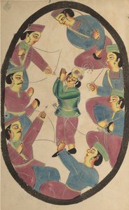 Sept héros ou guerriers tuant Abhimanyu, fils d