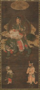Triade de Shakyamuni : Bouddha assisté par Manjushri et Samantabhadra (Bodhisattva avec lion) - Unknown artist