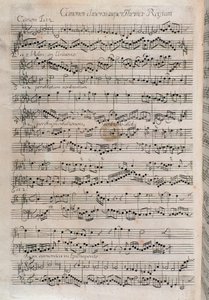 Partition de Canones diversi super thema regium, offrande musicale de Johann Sebastian Bach (XVIIIe siècle)