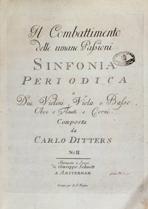 Page de partition de la Symphonie périodique (le Combat des passions humaines) par Karl Ditters von Dittersdorf