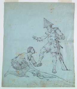 Esquisse pour une impression de coton : Robinson Crusoé