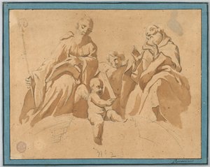 Esquisse pour une peinture murale : Deux moines saints - Unknown artist