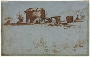 Petit groupe de ruines romaines (verso)