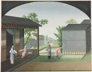 Filage du tissu, préparation des feuilles de thé, préparation de la soie