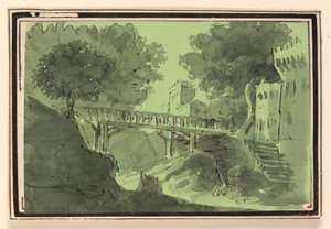Décor de scène, pont traversant l