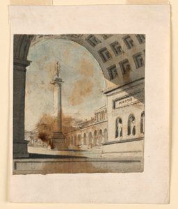Décor de scène, colonne avec monument au sommet - Unknown artist