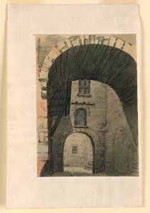 Décor de scène, cour dans un vieux bâtiment - Unknown artist