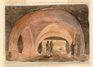 Décor de scène, crypte avec sarcophage - Unknown artist