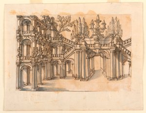Décor de scène : Escalier dans le parc - Unknown artist