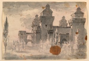 Décor de scène, vue du château