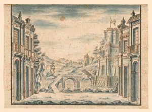 Décor de scène, vue de la ville