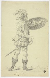 Page debout avec bouclier et épée - Unknown artist