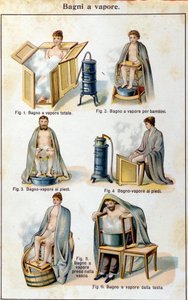Bains de vapeur. Traduction italienne de « Bilz, médication naturelle », fin du 19e siècle - Unknown artist