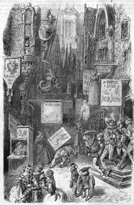 Scène de rue au Moyen Âge. Gravure du XIXe siècle.