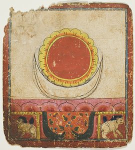 Soleil, lune et lotus sur le trône du lion, extrait d
