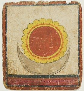 Soleil, lune et lotus sur le trône du lotus, extrait d