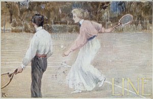 Joueurs de tennis - carte postale, vers 1890