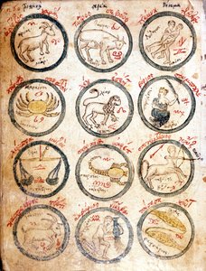 Les 12 signes du zodiaque - dans « Astrologicae tabulae et cabalisticae », début du XVe siècle