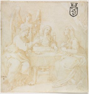 La Sainte Famille à table servie par un ange - Unknown artist