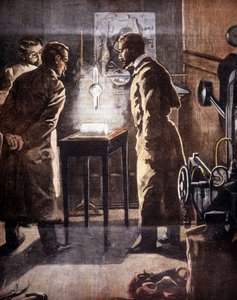 Les rayons Roentgen (Röntgen) ou X. Découverts en 1895. Illustration représentant l