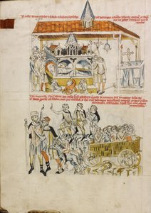 Les malades, les lépreux et les boiteux priant sur le tombeau de sainte Edwige ; les personnes venant visiter le tombeau de sainte Edwige