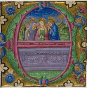Les trois Marie au tombeau dans une initiale "E" historiée d