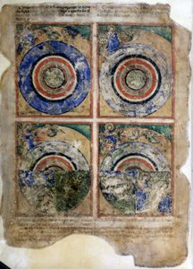La création du monde. Genèse. Miniature du codex 212 (ou codice padovano ou Bible de Padoue) 1390-1400 Rovigo, Accademia dei Concordi - Unknown artist