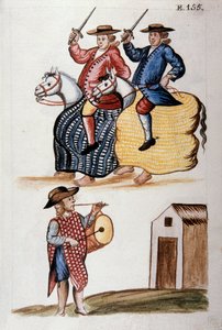La danse du petit cheval, du livre "Trujillo del Peru" ou "Codex Martínez Compañón", par Baltazar Martinez Compañón y Bujanda, évêque de Trujillo (1782-1785)