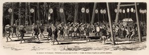 Le matsuri (fête, procession) du temple Kami de Roksamia dans les environs de Yedo (ou Edo, Tokyo actuel), le 5e jour du 5e mois de l
