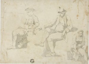 Trois esquisses de figures assises